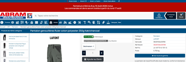 Exemple d’un bandeau d’information de fermeture affiché en haut du site